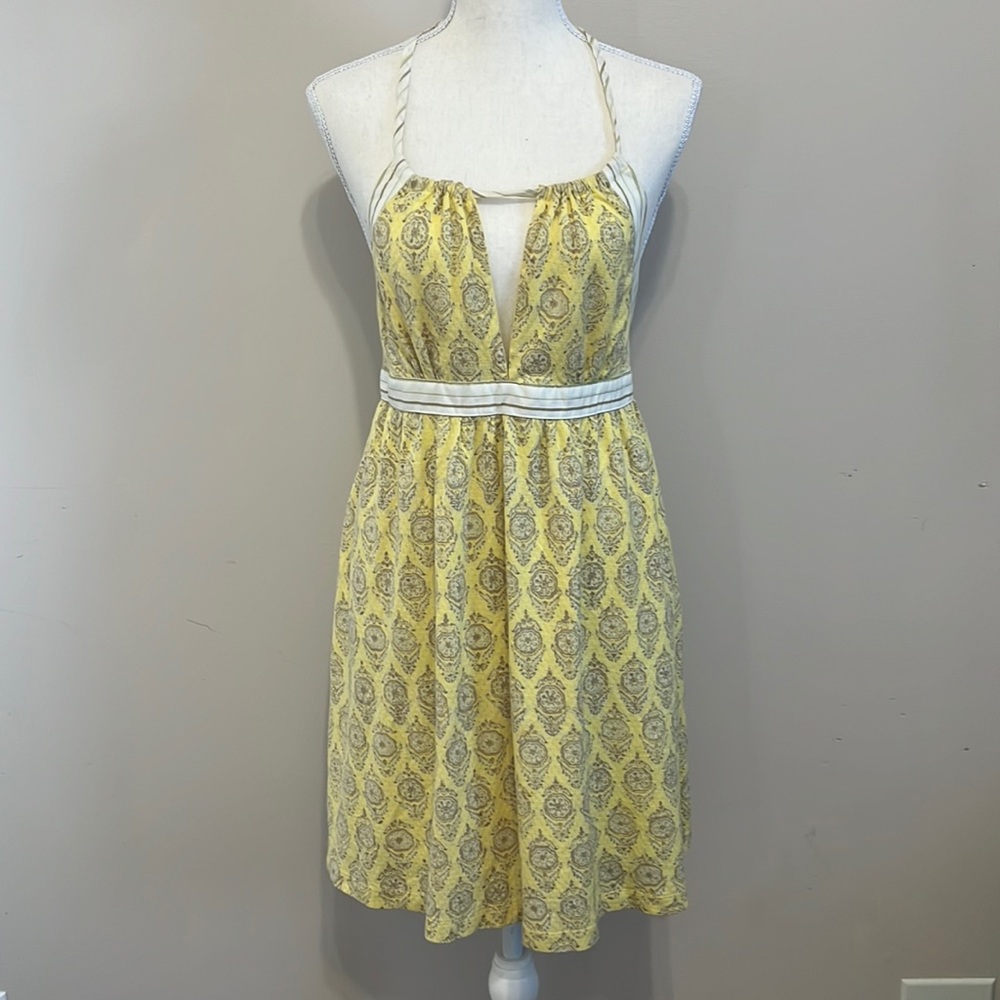 Free People Mini Dress Yellow Babydoll Swing
